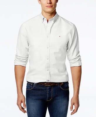 Men's Custom Fit New England Solid Oxford Shirt, Created for Macy's
