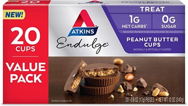 Endulge Treat Peanut Butter Cups. Rich Milk Chocolate Flavored Cup & Creamy Peanut Butter. Keto-Friendly. Value Pack (20 Pieces)