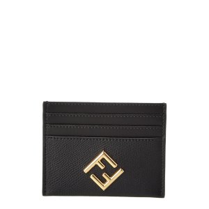FendiFF Diamonds Leather Card Holder / Gilt
