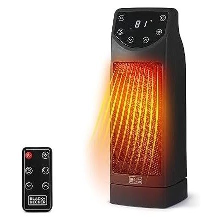 Oscillating Space Heater, Portable Heater with Remote Control, Ceramic with Two Heat Settings & LED Display, 1500W