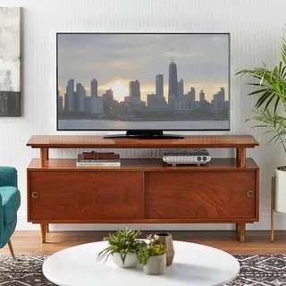 Margo Mid-century Modern Wood TV Stand - Blush Pink