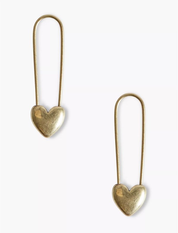 Gold Safety Pin Heart Earrings | Lucky Brand