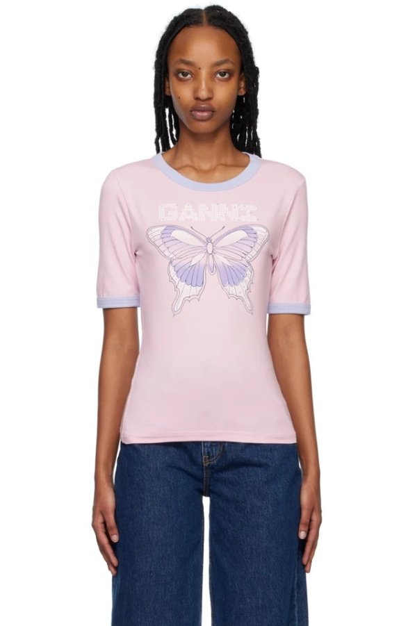 SSENSE 独家发售粉色 Butterfly T 恤