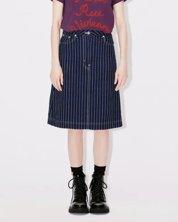 'KENZO Sashiko Stitch' embroidered denim skirt