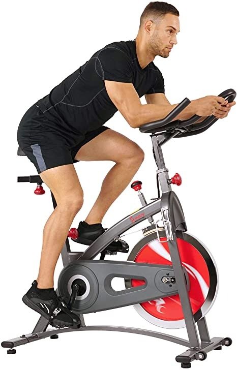 Sunny Health & Fitness Indoor Cycling Exercise Bike with LCD Monitor, 40 lb chrome Flywheel, 265 lb Max Weight - SF-B1423/C