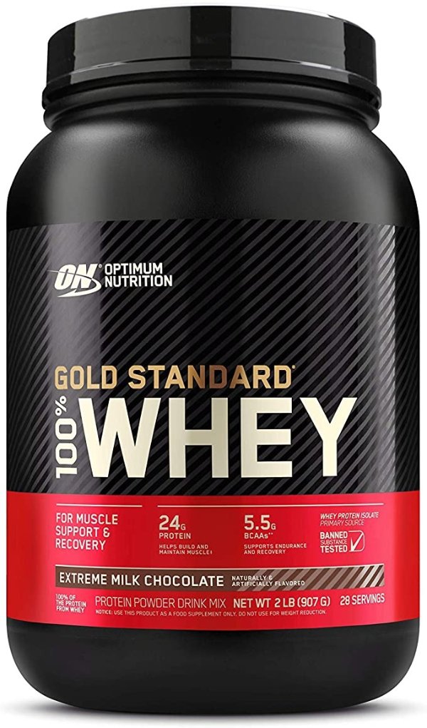 Gold Standard 100% Whey Protein Powder, Extreme Milk Chocolate, 2 Pound (Packaging May Vary)
