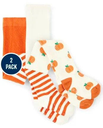 Girls Pumpkin Print And Striped Tights 2-Pack - Perfect Pumpkin | Gymboree - MULTI CLR