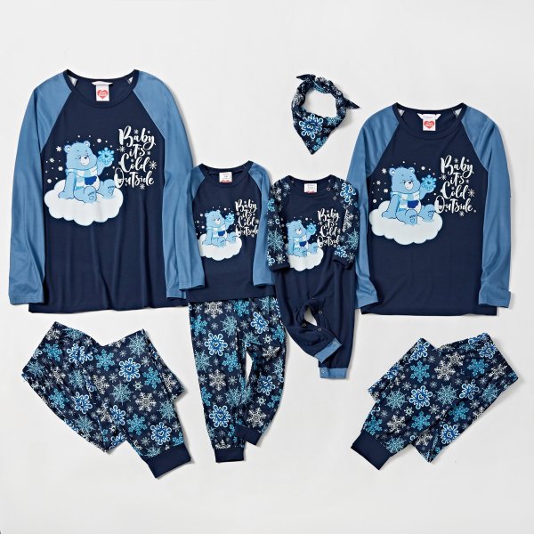 Care Bears Blue Snowflake Christmas Family Pajamas Set (Flame Resistant)