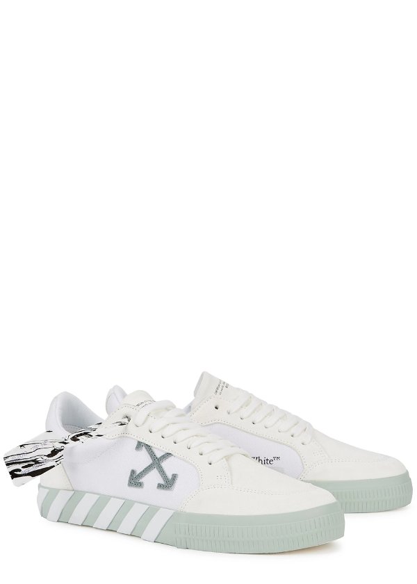 Vulcanized white suede sneakers