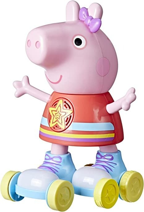 Roller Disco Peppa Roller Skating Doll, Pull-and-Go Action, 11 Inch Figures, Preschool Toys for 3 Year Old Girls and Boys and Up, with Lights, Speech, and Music