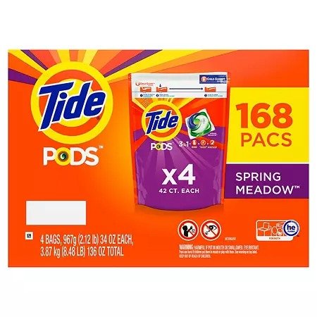 Tide PODS Liquid Laundry Detergent Pacs, Spring Meadow (168 ct.) - Sam's Club