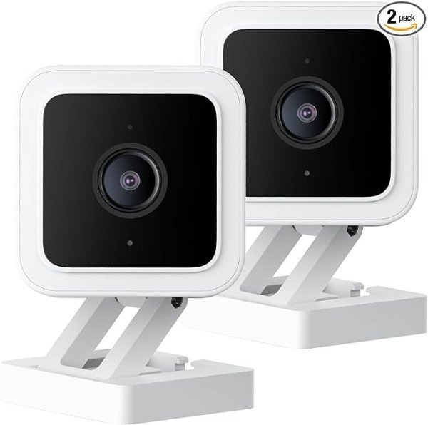 Cam v3 with Color Night Vision, Wired 1080p HD Indoor/Outdoor Security Camera, 2-Way Audio, Works with Alexa, Google Assistant, and IFTTT, 2-Pack