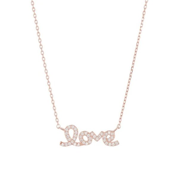 cursive love necklace rose gold