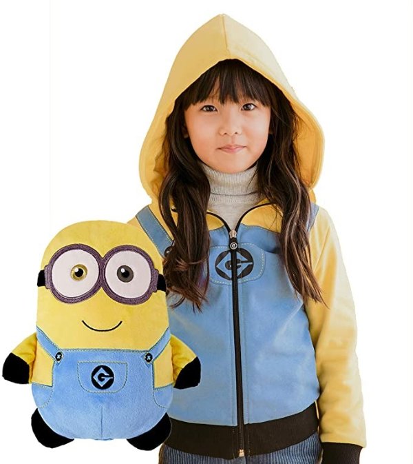 Bob The Minion 2 in 1 Transforming Hoodie and Soft Plushie, Minion Yellow