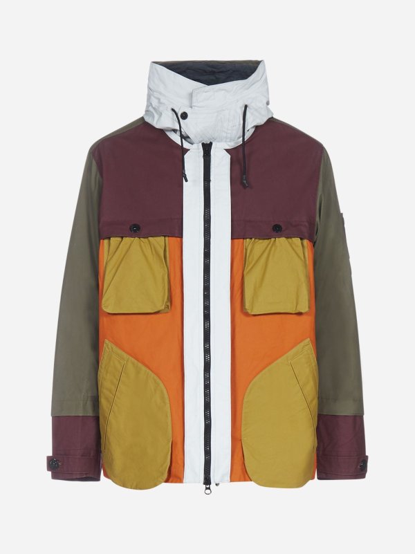 Color-block cotton and nylon field jacket