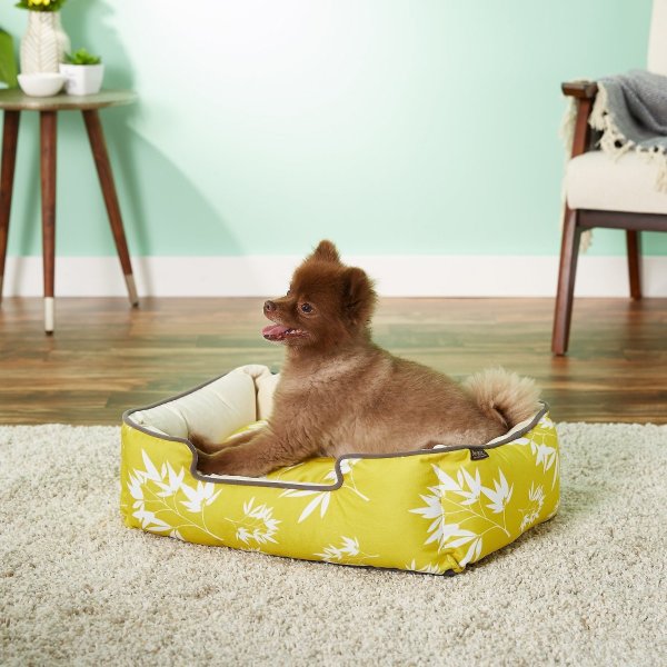 Bamboo Bolster Cat & Dog Bed w/Removable Cover, Mustard, Small - Chewy.com
