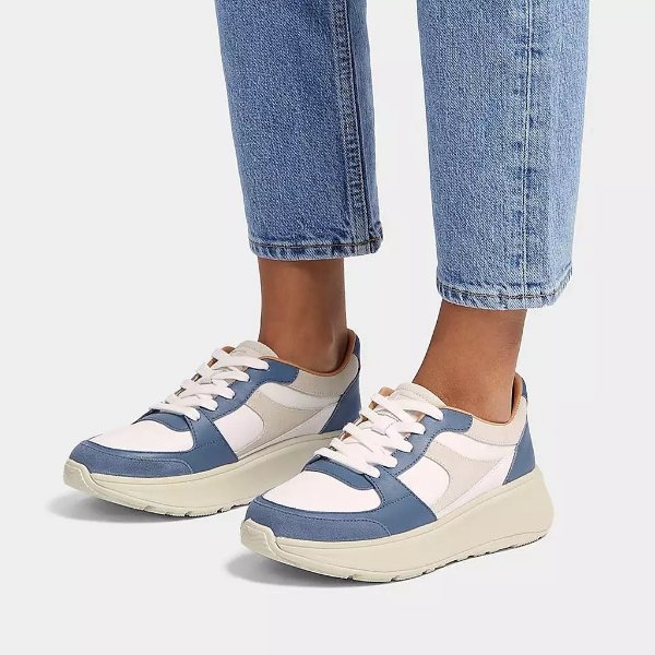 F-MODE Leather-Mix Flatform Sneakers