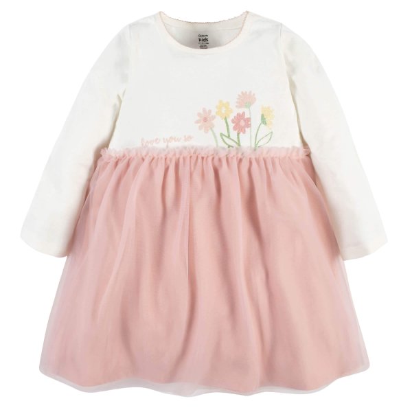Baby & Toddler Girls Floral Long Sleeve Tulle Dress