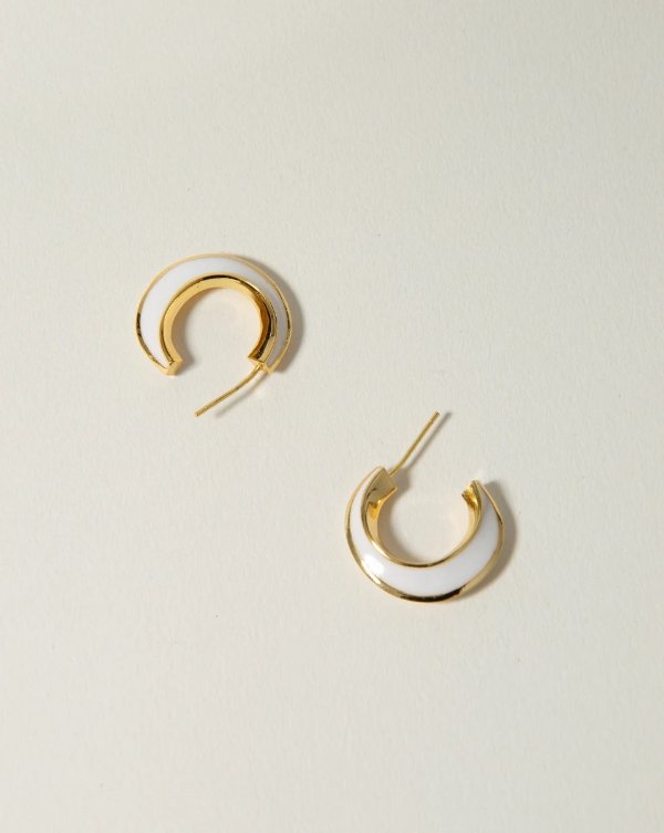 White Hoop Earrings | En Route Jewelry