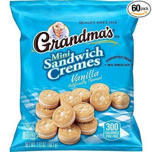 Grandma's Sandwich Cookies, Vanilla Creme Minis, 2.12 Ounce (Pack of 60)