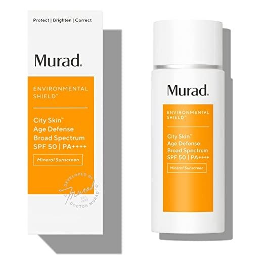Environmental Shield City Skin Age Defense Broad Spectrum SPF 50-100% Mineral Sunscreen - Blue Light Defense - SPF 50 Environmental Defense Sunscreen - Light Sunscreen for Face