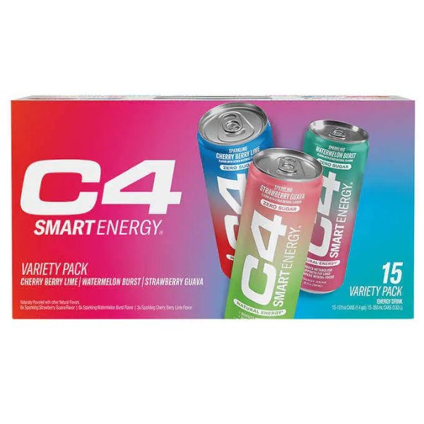 Smart Energy Drink, Variety Pack, 12 fl oz, 15-count