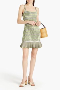 Christie shirred striped knitted mini dress