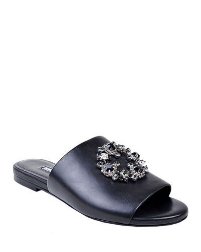 Soleil Jeweled Leather Slide Sandals