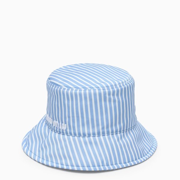 Striped bucket hat with logo embroidery