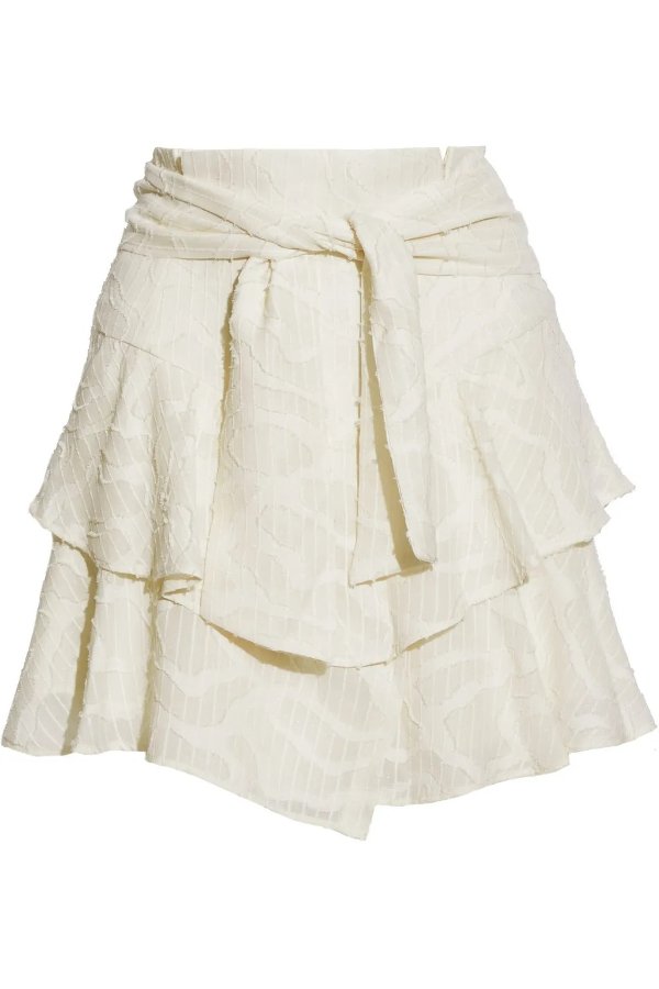 Rakley ruffled fil coupe chiffon mini skirt