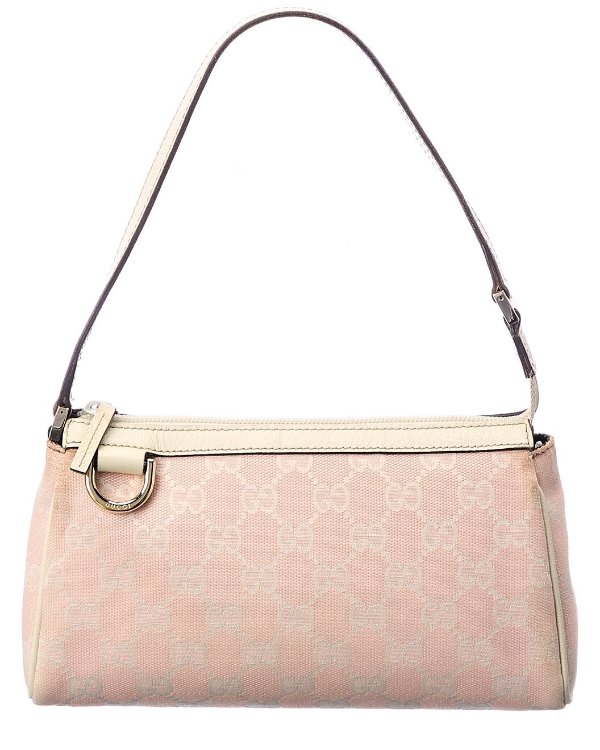 Pink GG Canvas & White Leather Abbey Pochette (Authentic Pre-Owned)