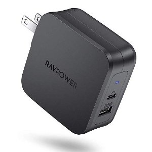 RAVPower 61W Type C PD 3.0 Power Adapter, Dual Port USB C Wall Charger
