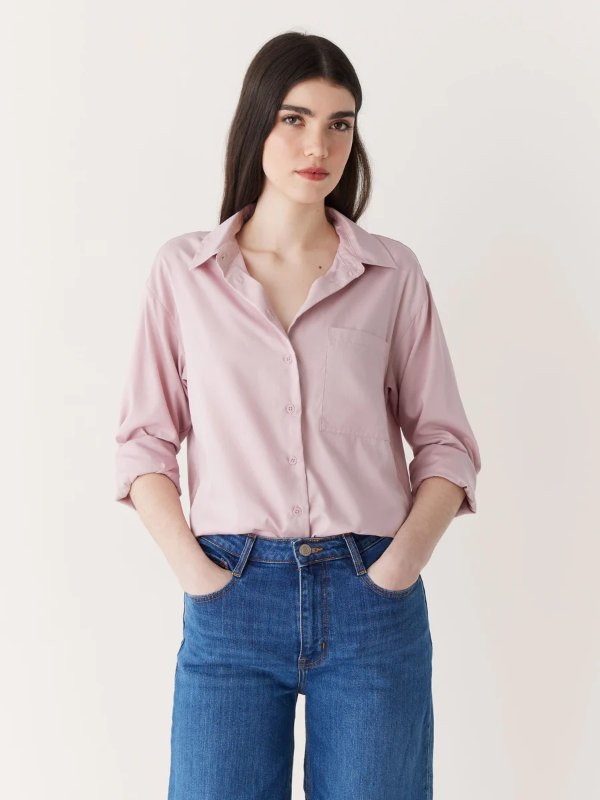 The Fluid Long Sleeve Blouse in Soft Orchid
