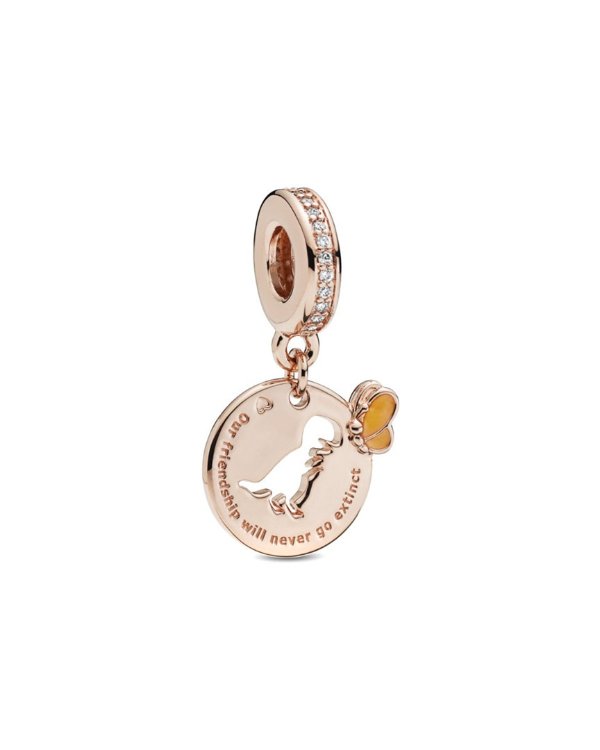 Rose Dinosaur and Butterfly Friendship Dangle Charm