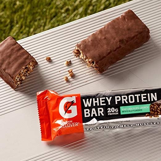 Whey Protein Bars, Mint Chocolate Crunch, 2.8 oz bars (Pack of 12, 20g of protein per bar)