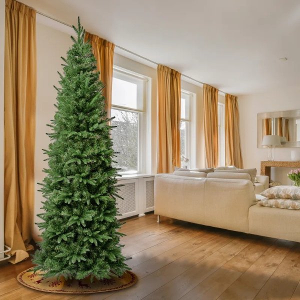 Slender Realistic Artificial PVC and PE Blend Fir Christmas Tree
