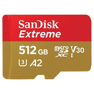 SanDisk 512GB Extreme MicroSDXC UHS-I Memory Card with Adapter - A2, U3, V30, 4K UHD