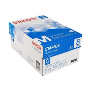 Staples Multiuse Copy Paper 8.5" x 11", 20 lbs., 4000 Sheets