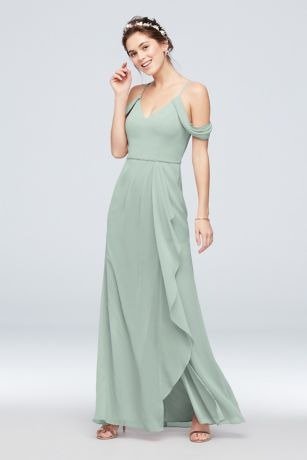 Off-the-Shoulder Bridesmaid Dress with Cascade