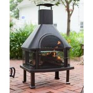 Red Ember Rubbed Bronze Fireplace with Cover