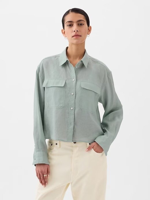 100% Linen Cropped Shirt