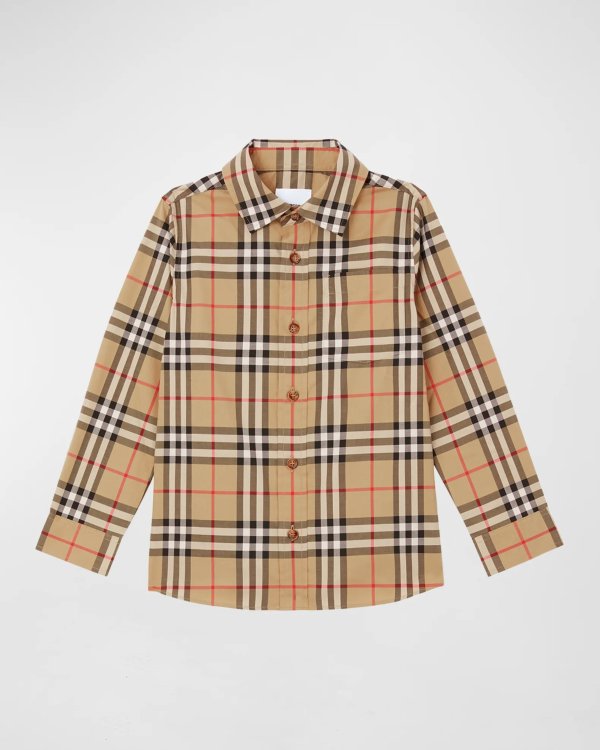 Boy's Owen Check-Print Shirt, Size 3-14