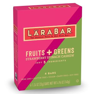 Larabar Gluten Free Bar, Fruits + Greens Strawberry Spinach Cashew, 1.24 oz Bars (4 Count)