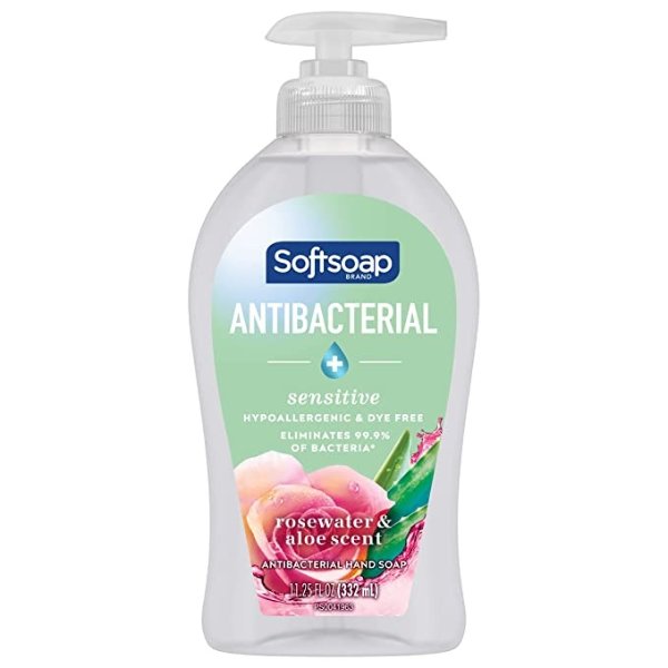 Antibacterial Liquid Hand Soap, Sensitive Rosewater and Aloe scent Hand Soap, 11.25 Oz, 6 Pack