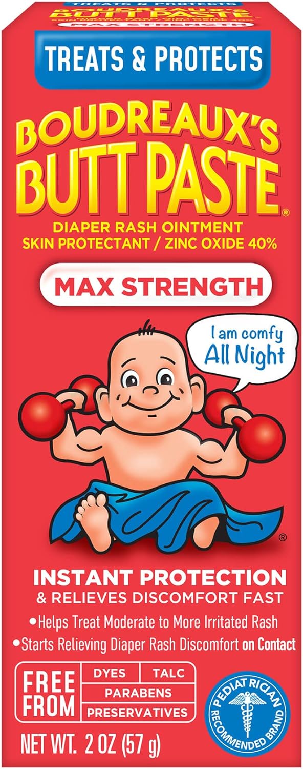 Amazon.com: Boudreaux&#39;s Butt Paste Maximum Strength Diaper Rash Cream, Ointment for Baby, 2 oz Tube : Baby