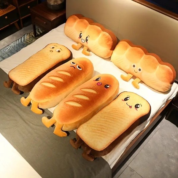 60cm/23.62inch Plush Bread Pillow Cute Simulation Food Toast Soft Doll Pillow Cushion Home Decoration Kids Toys Birthday Gift