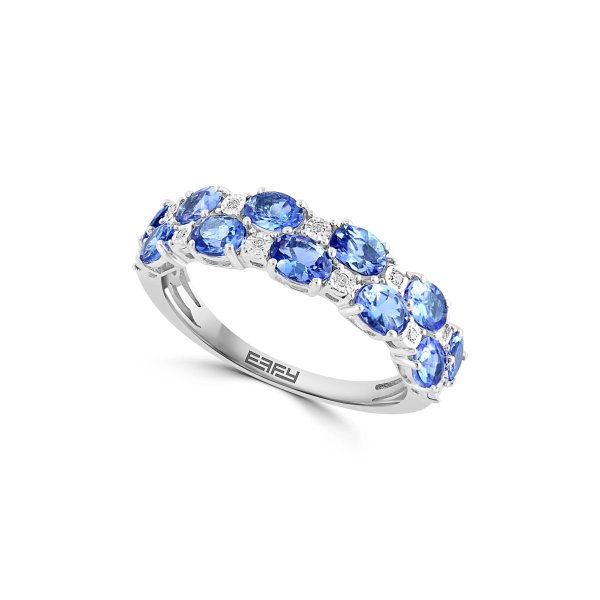 Sterling Silver Diamond & Tanzanite Ring