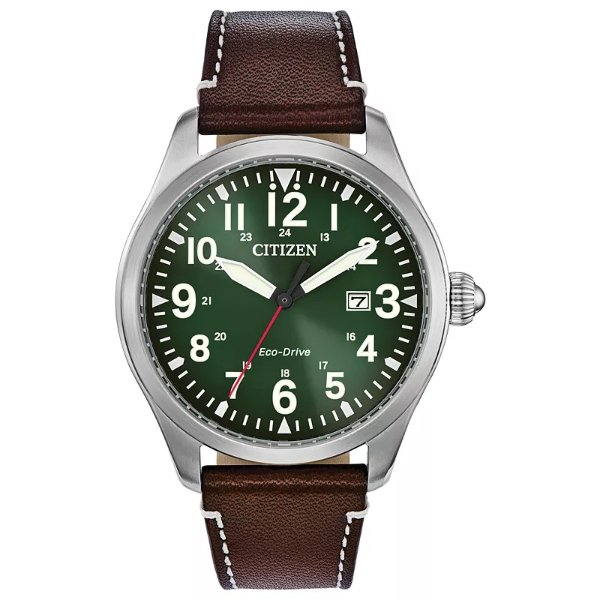 Eco-Drive Men's Chandler Brown Leather Strap Watch 42mm