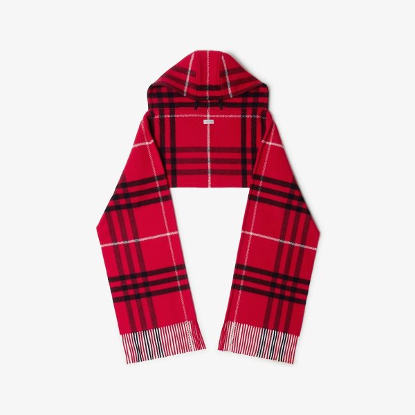 Check Wool Cashmere Hooded ScarfPrice $780.00