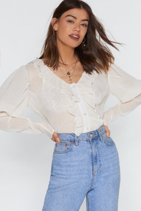 Puff Sleeve Ruffle Front Blouse | Shop Clothes at Nasty Gal!